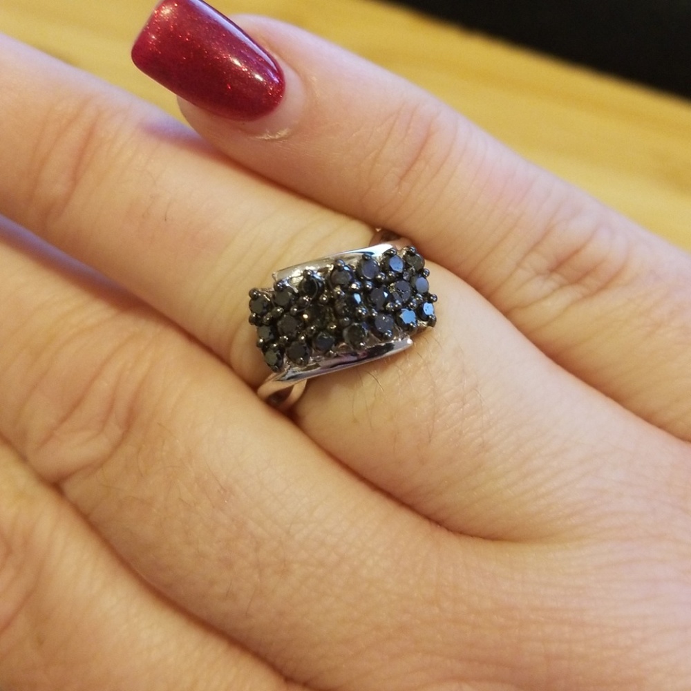 NWOT Sterling Silver Black Diamond 1ct